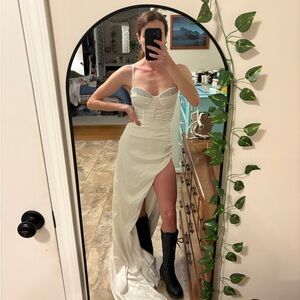 Fashion Nova White Silk Asymmetrical Dress